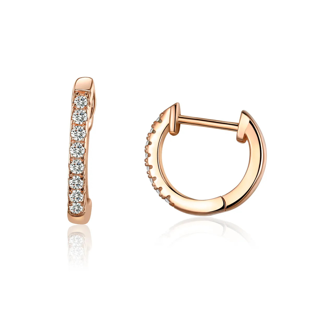 Pandora Style Rose Gold Small Circle Hoop øredobber - SCE498-C