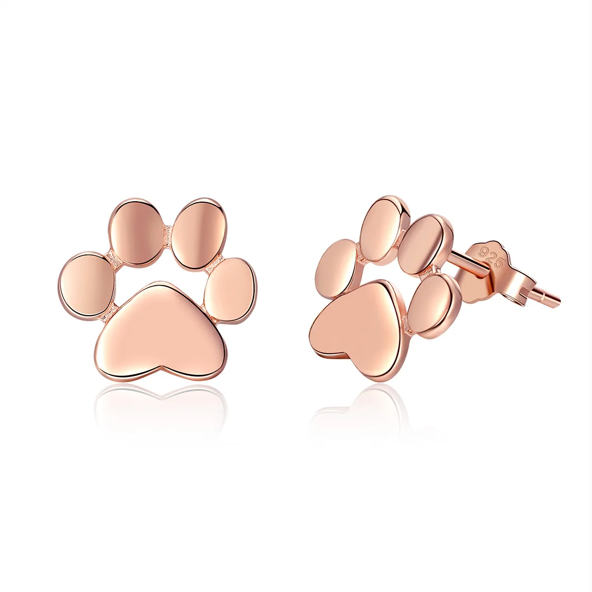pandora style rose gold søte cat paw stud øredobber sce407 3