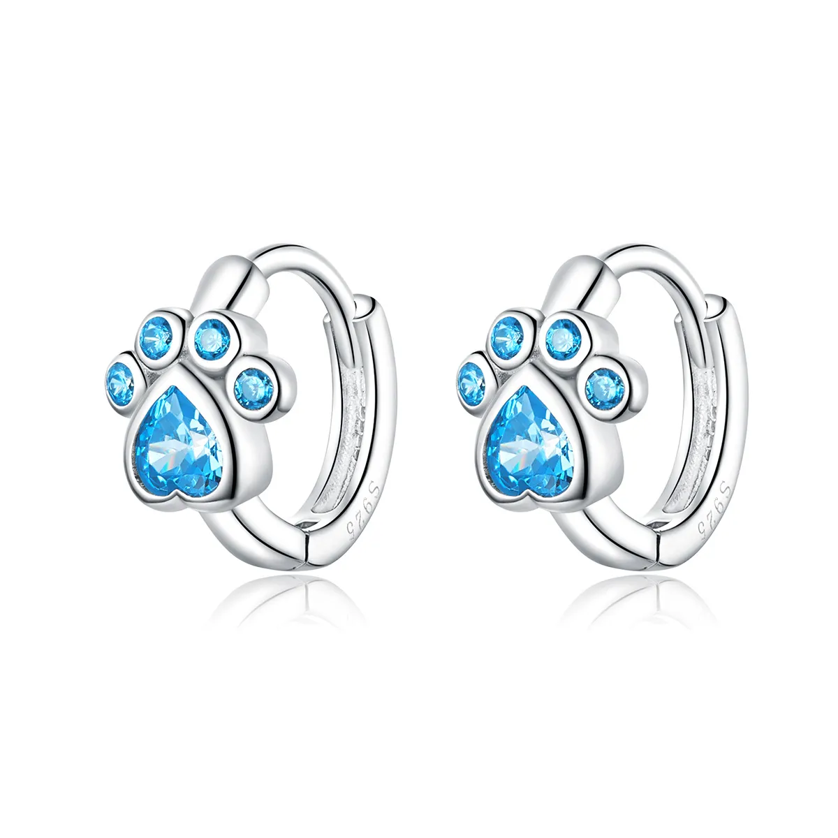 Pandora Style Silver Caring Dog Paw Hoop øredobber - SCE670