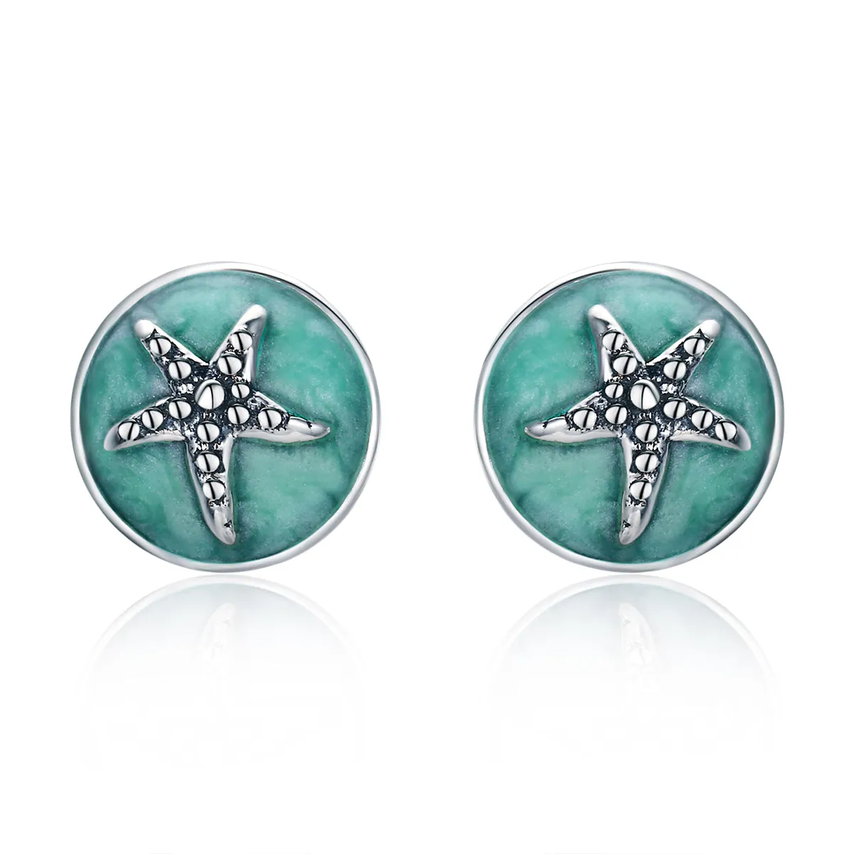 pandora style silver fantasy starfish stud øredobber sce205