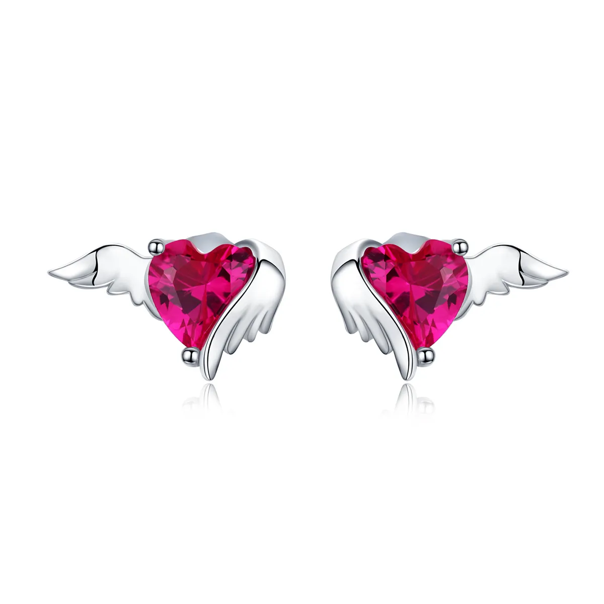 pandora style silver guardian heart stud øredobber sce690