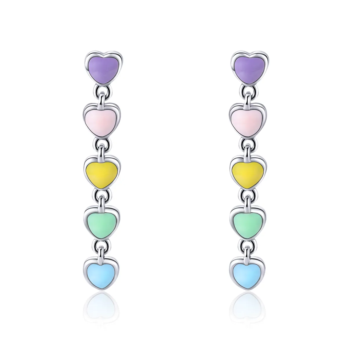 Pandora Style Silver Rainbow Hearts øredobber - SCE451