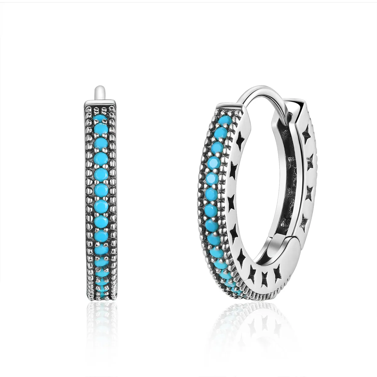 Pandora Style Silver Sparkle Hoop øredobber - SCE493