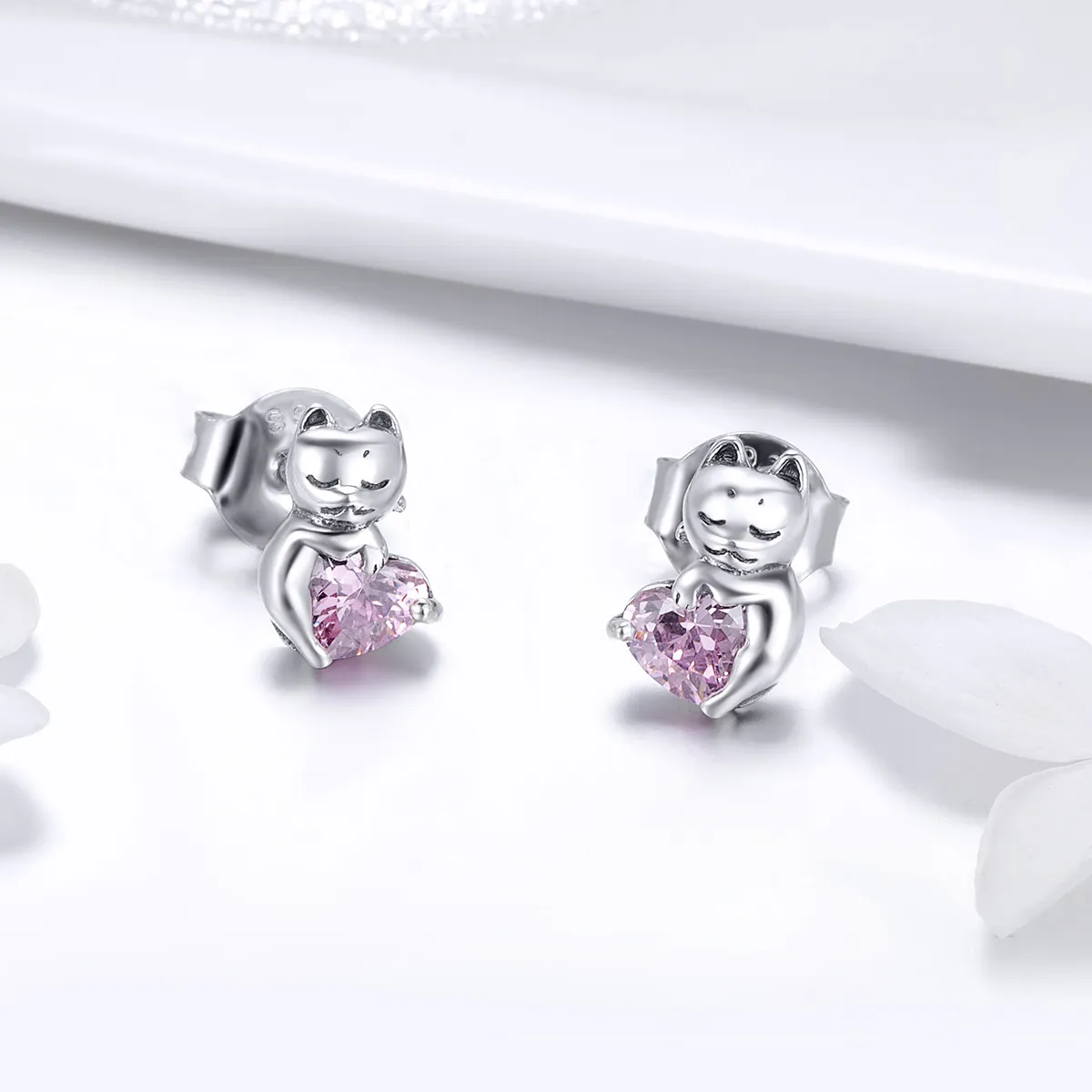 Pandora Style Sølv Bedårende Cat Stud øredobber - SCE453