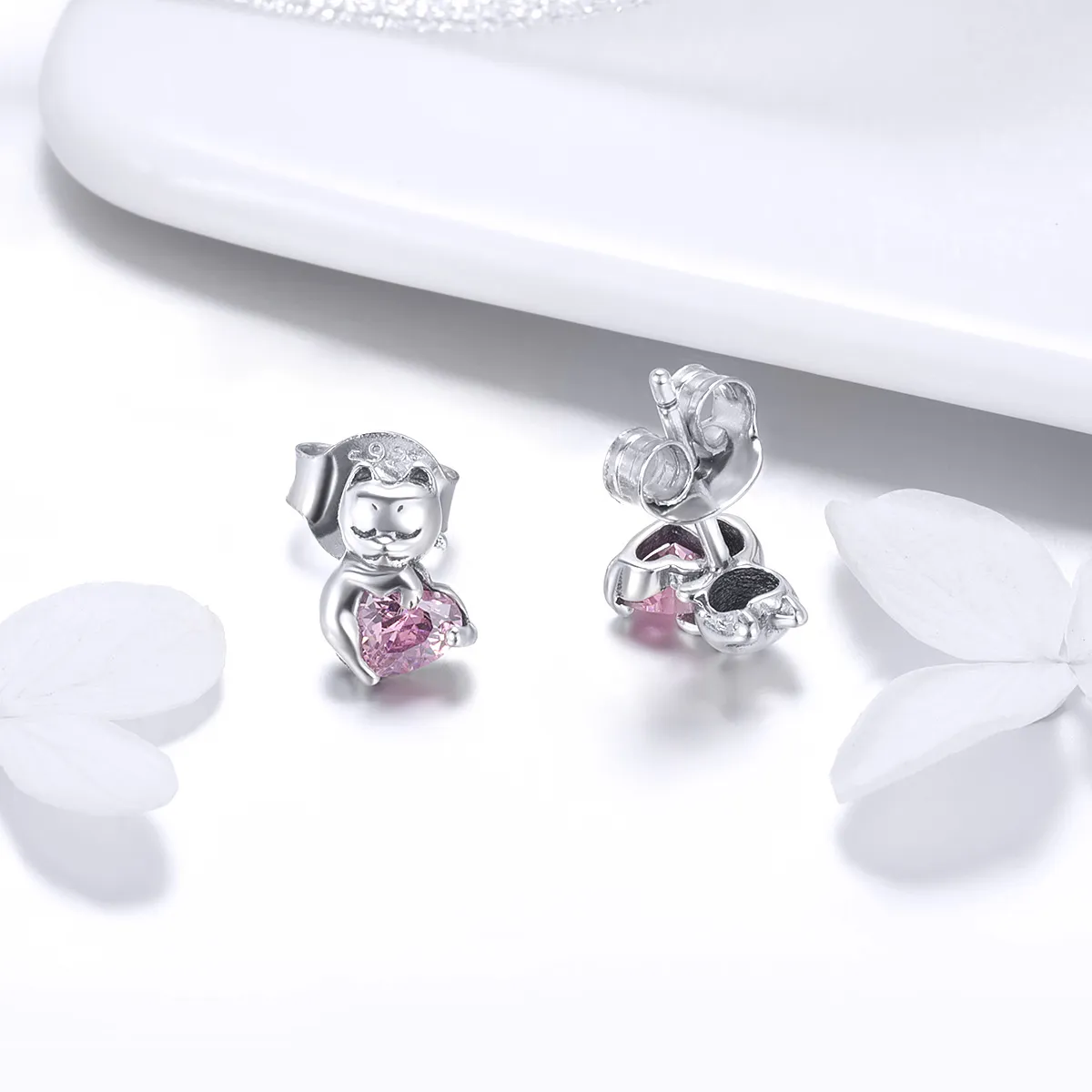Pandora Style Sølv Bedårende Cat Stud øredobber - SCE453