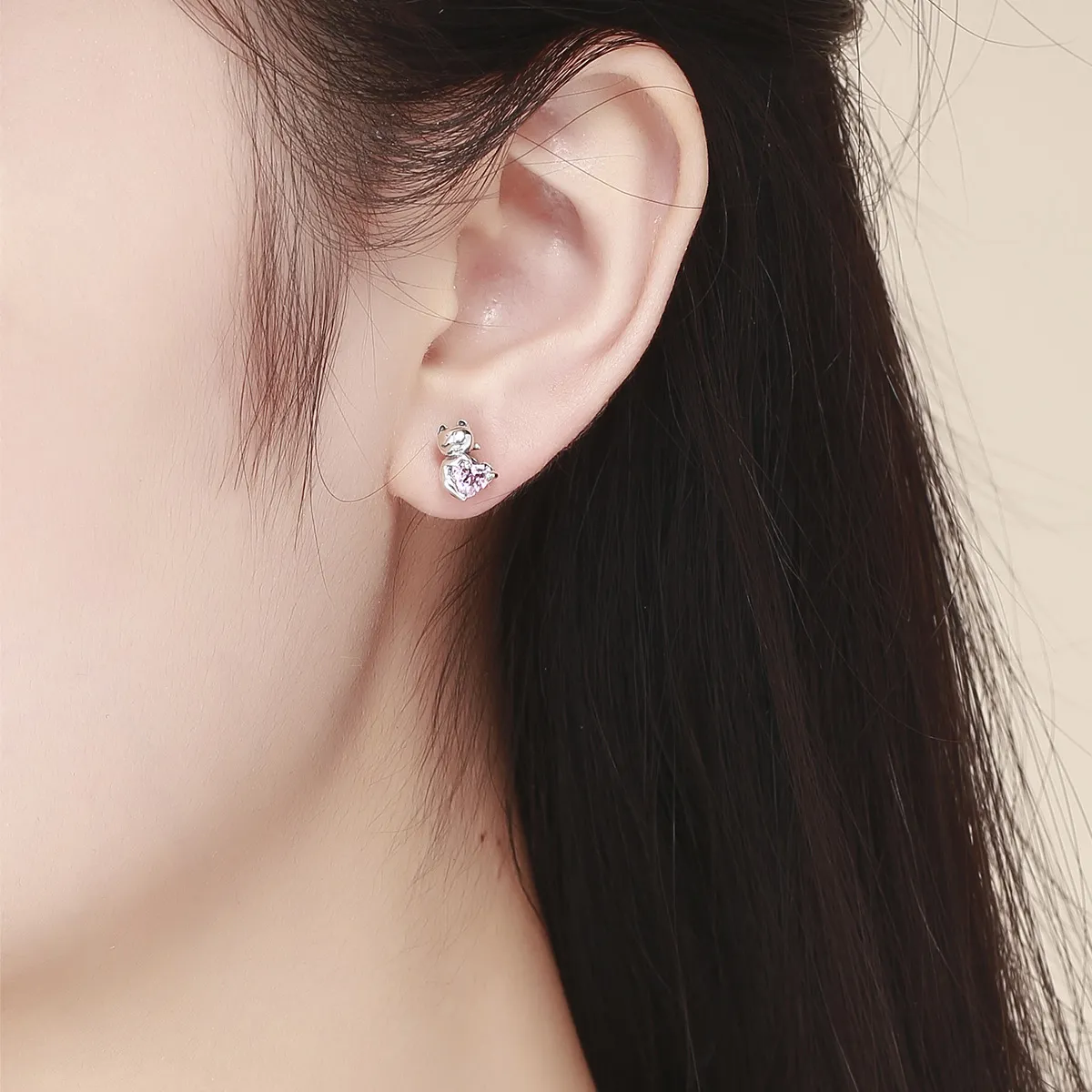 Pandora Style Sølv Bedårende Cat Stud øredobber - SCE453