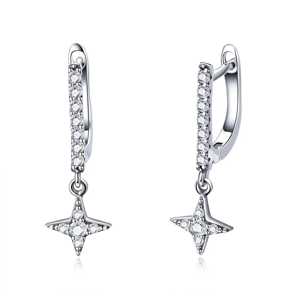 pandora style sølv blinkende natthengende øredobber sce446
