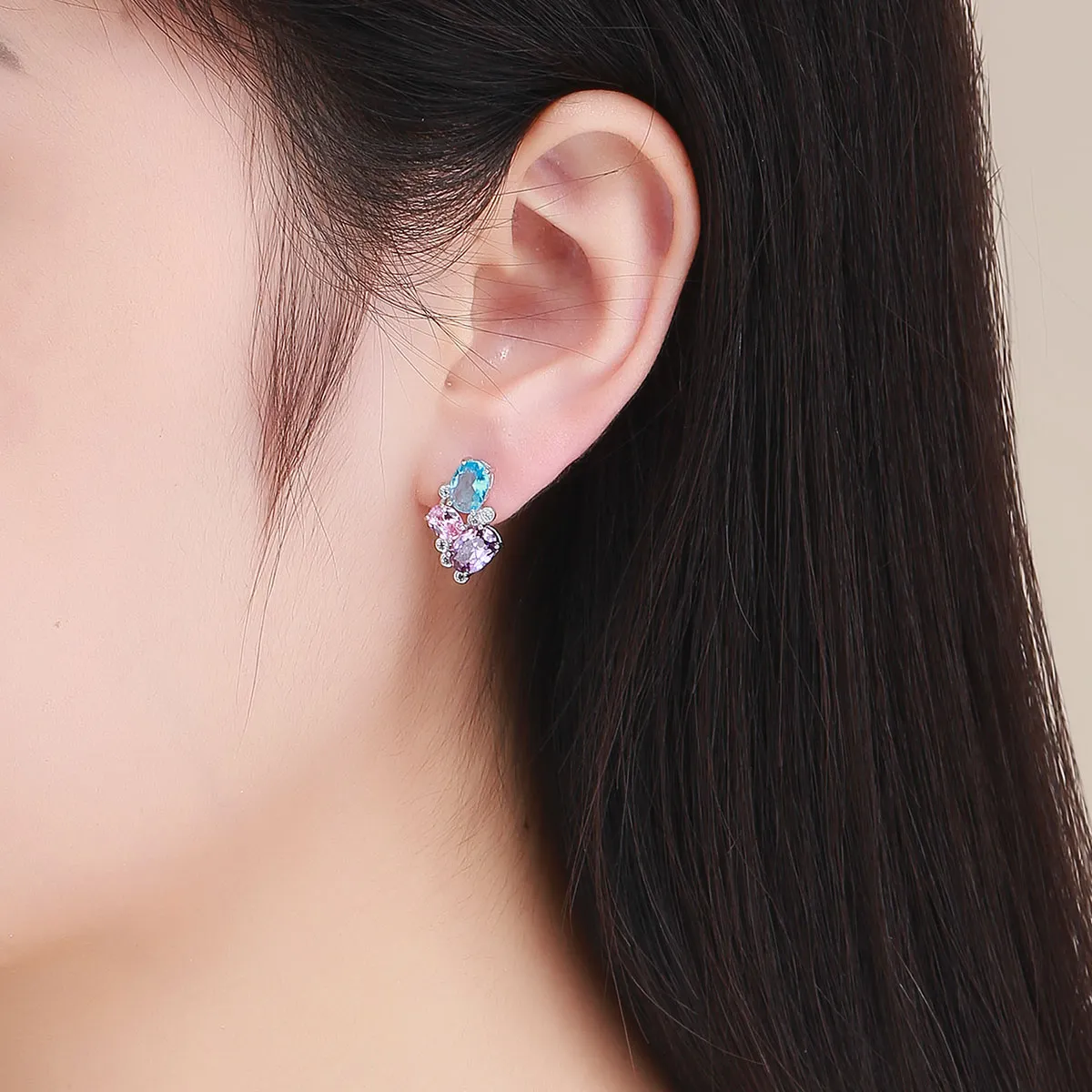 Pandora Style Sølv Fargerike Zirkon øredobber - SCE579