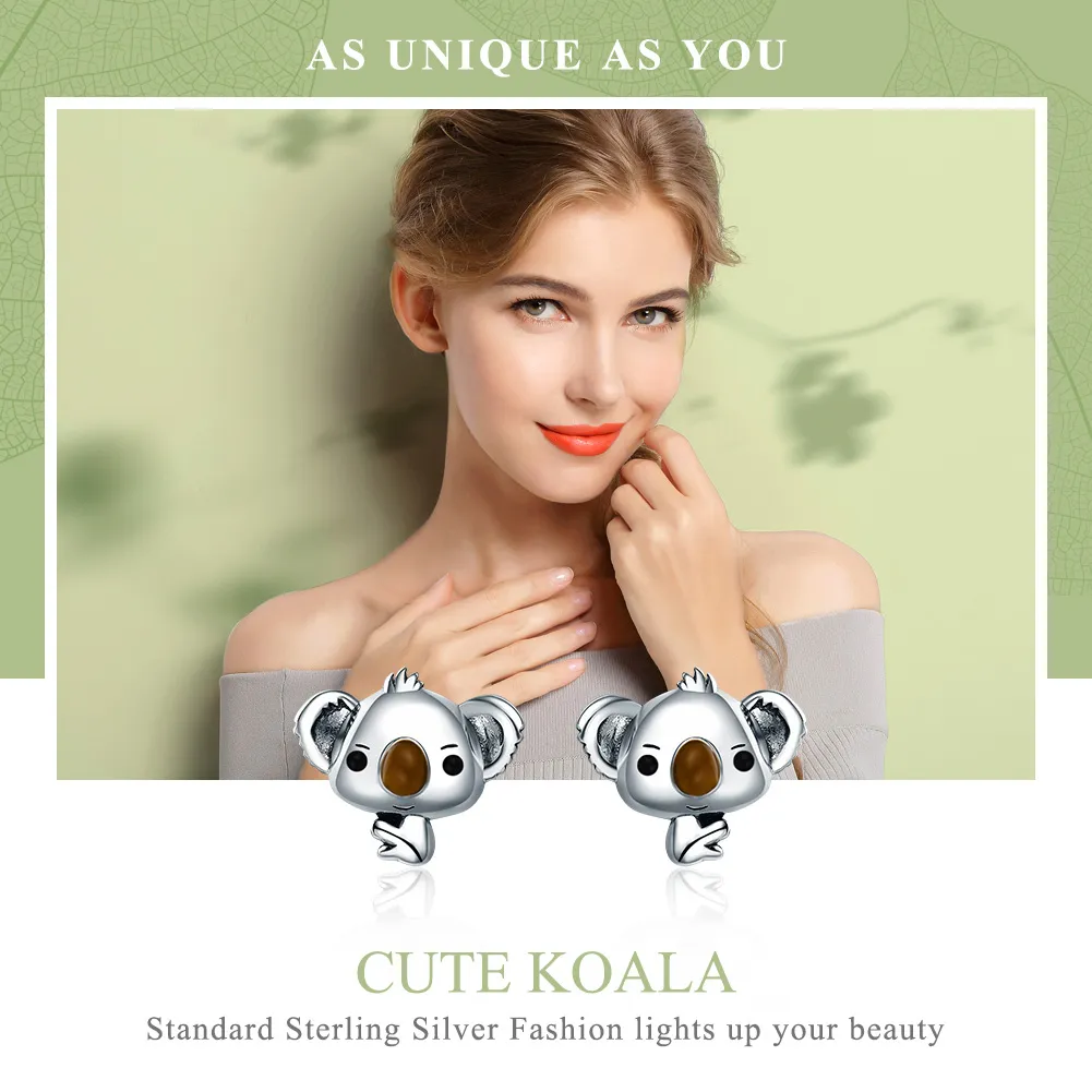 Pandora Style Sølv Søte Koala øredobber - SCE381