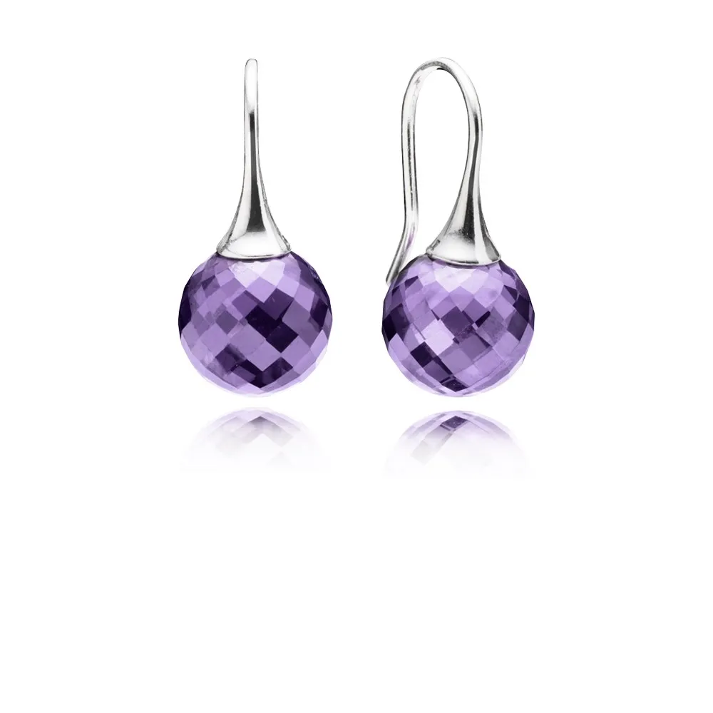 Pandora Øredobber, sterlingsilver, lilla zirkonia - 290552ACZ