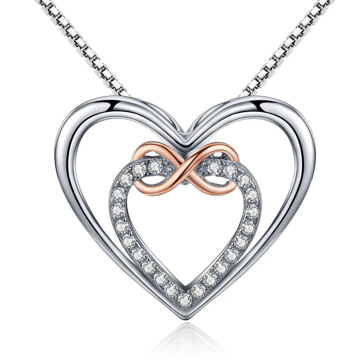 pandora style silver exquisite heart halskjede scn121