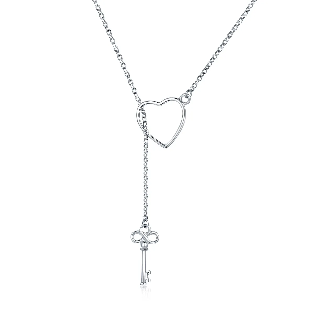pandora style silver open your heart halskjede scn107