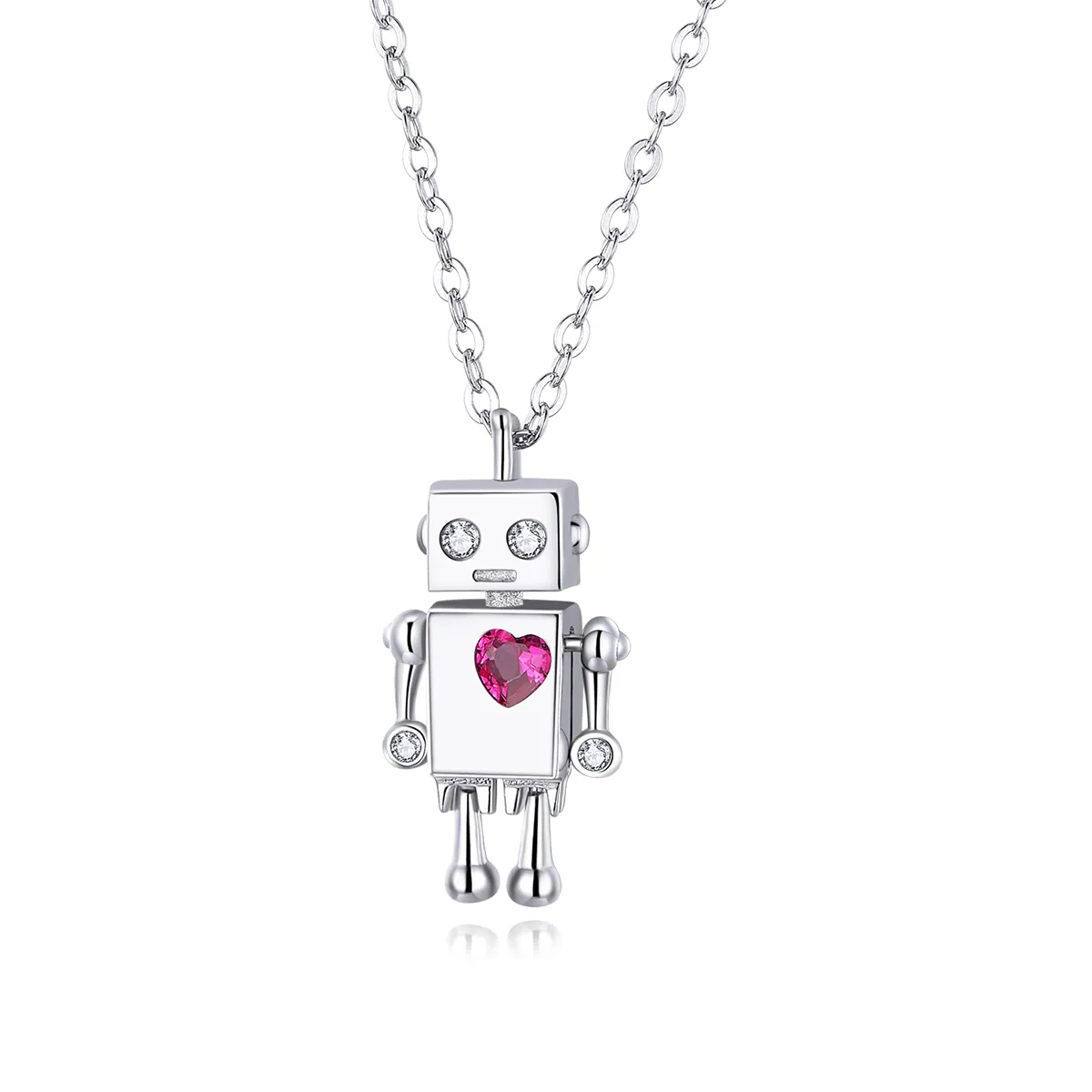 pandora style silver robot of love halskjede scn388
