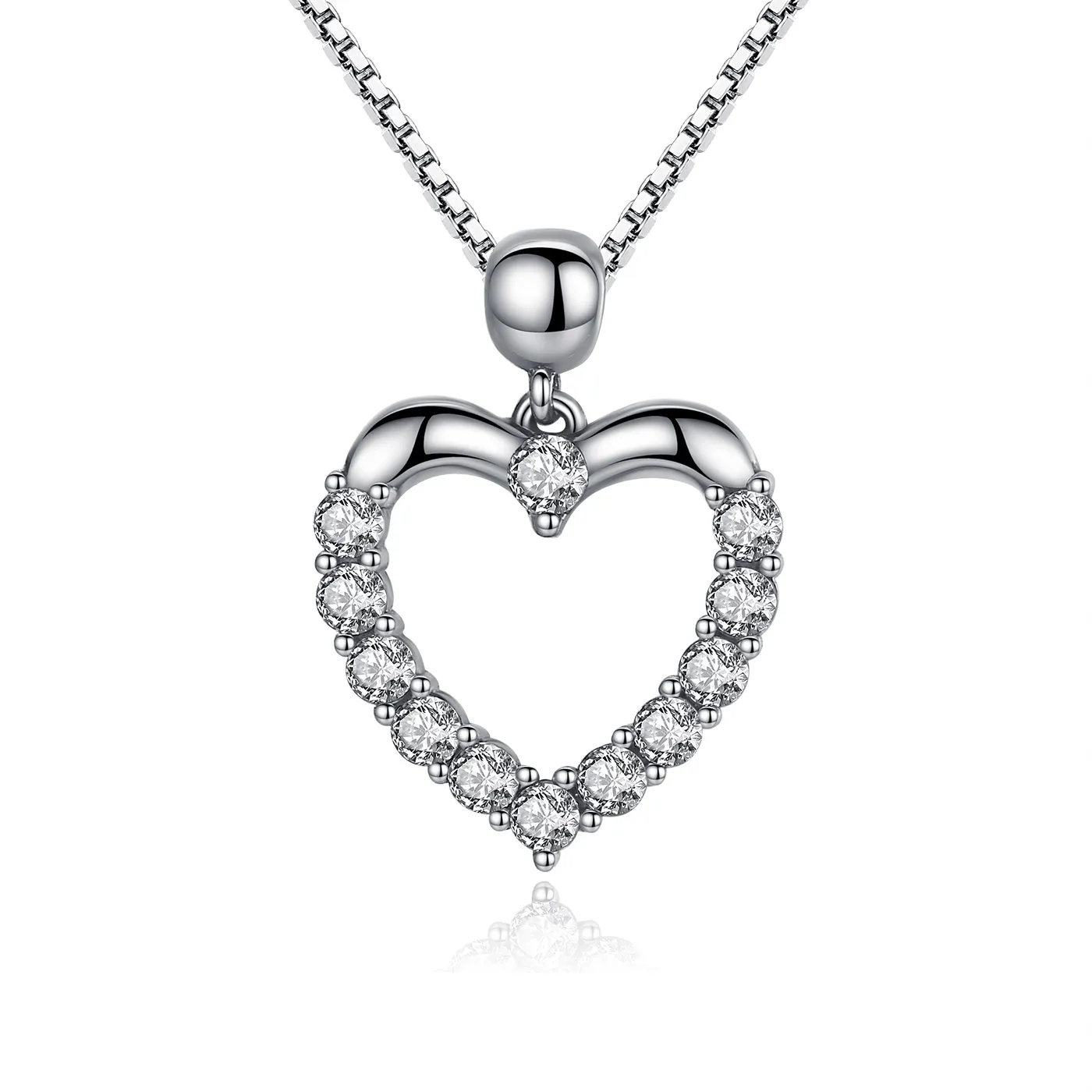 Pandora Style Silver Sparkle Heart Halskjede - SCN025