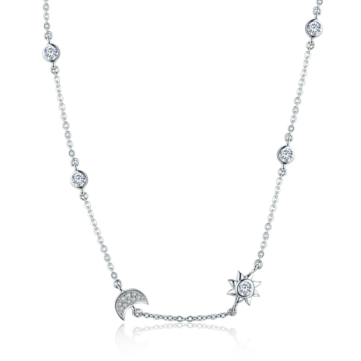 pandora style silver sun and moon glory chain halskjede scn272
