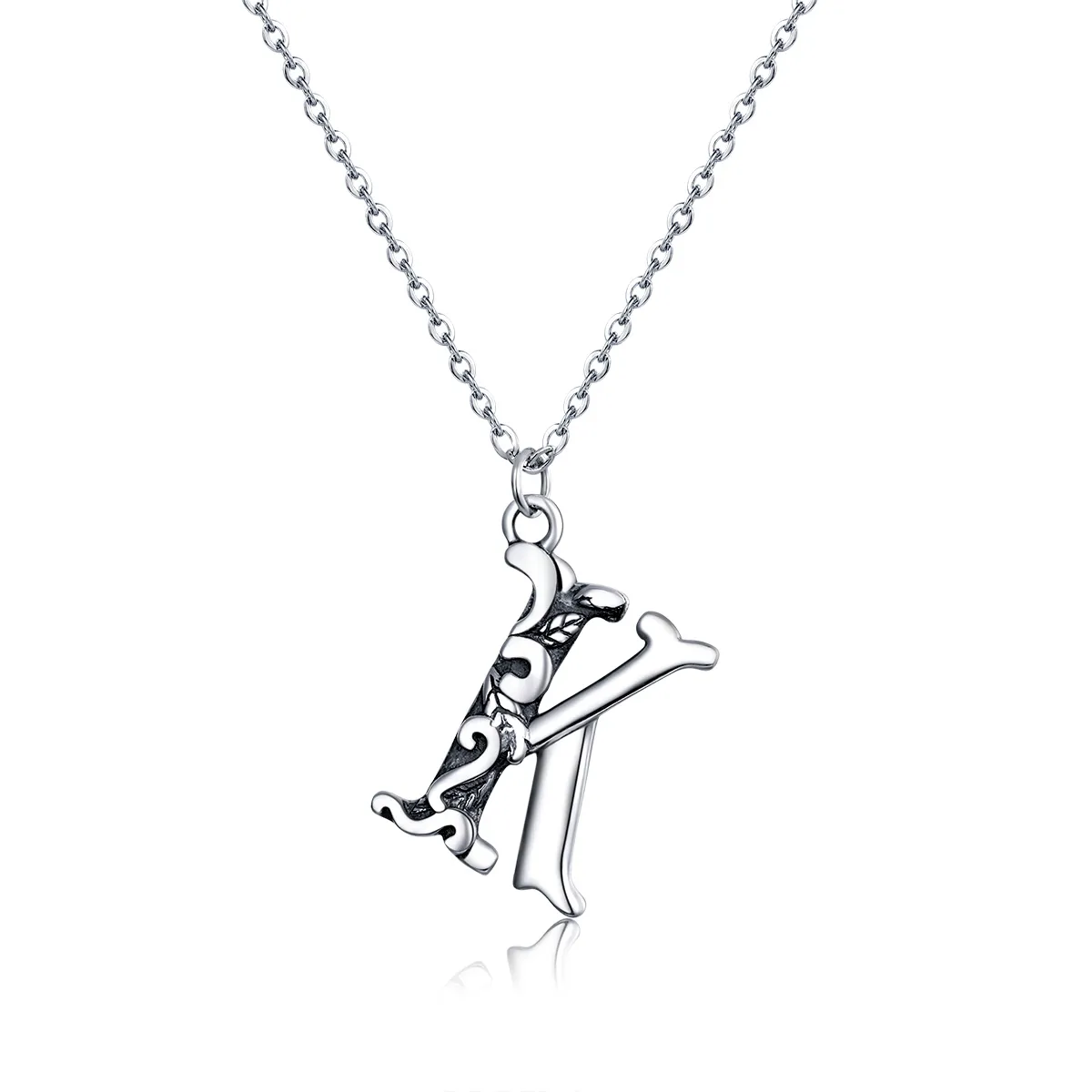 pandora style sølv lucky letter k halskjede scn403
