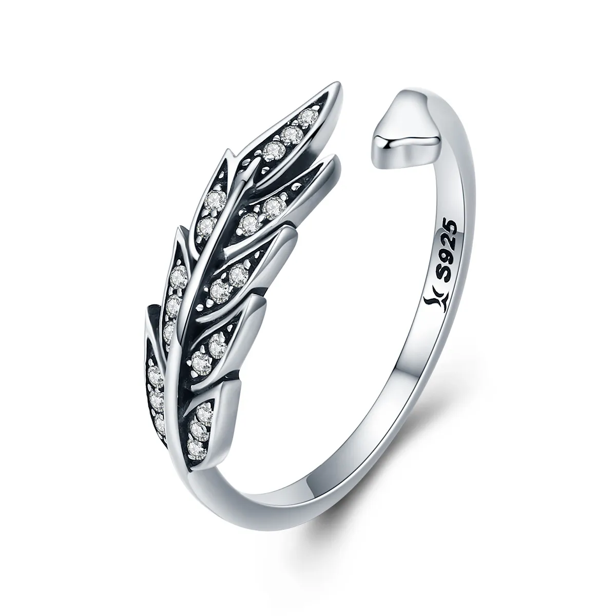 pandora style silver gorgeous leaves ring scr313