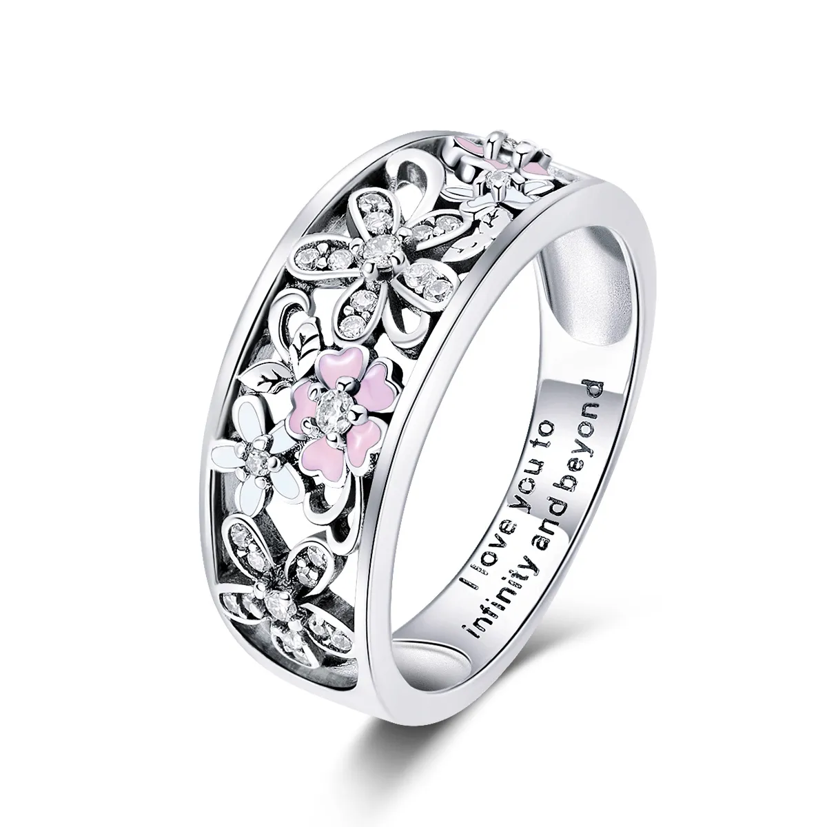 pandora style sølv flower dance ring scr390