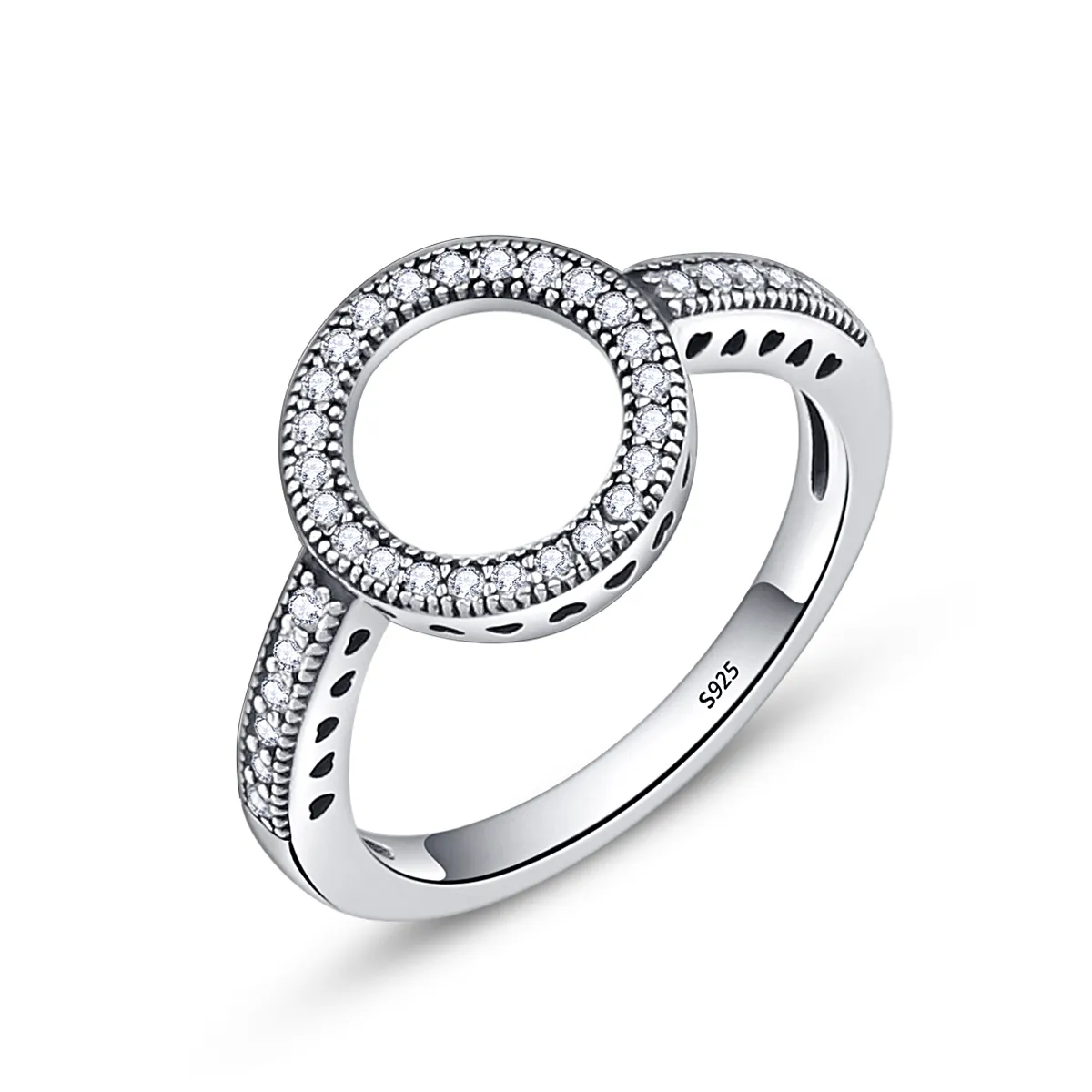 Pandora-stil sølvring av Halo-ring - SCR041
